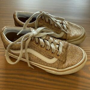 Vans Old Skool Gold Glitter Low Top Sneakers | Size KIDS 1